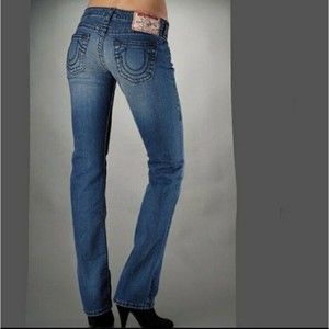 Womens True Religion Johnny Size 28 Blue Jeans EUC runs  true to size